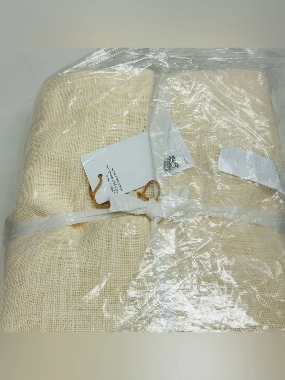 NWT QUINCE Set Of 2 48x96 Cotton Sheer Curtains Ivory 9316